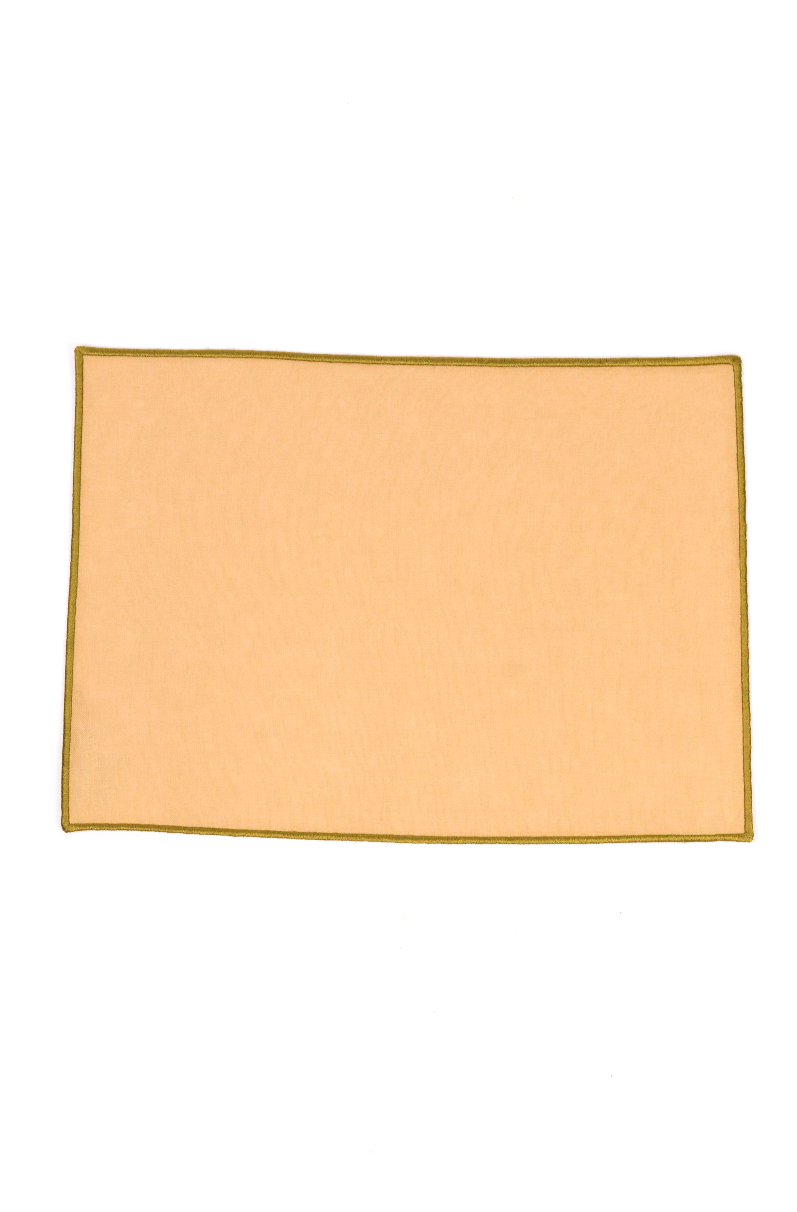 Jogo Americano Linho Areia Fofa Bainha Bordada Verde Oliva