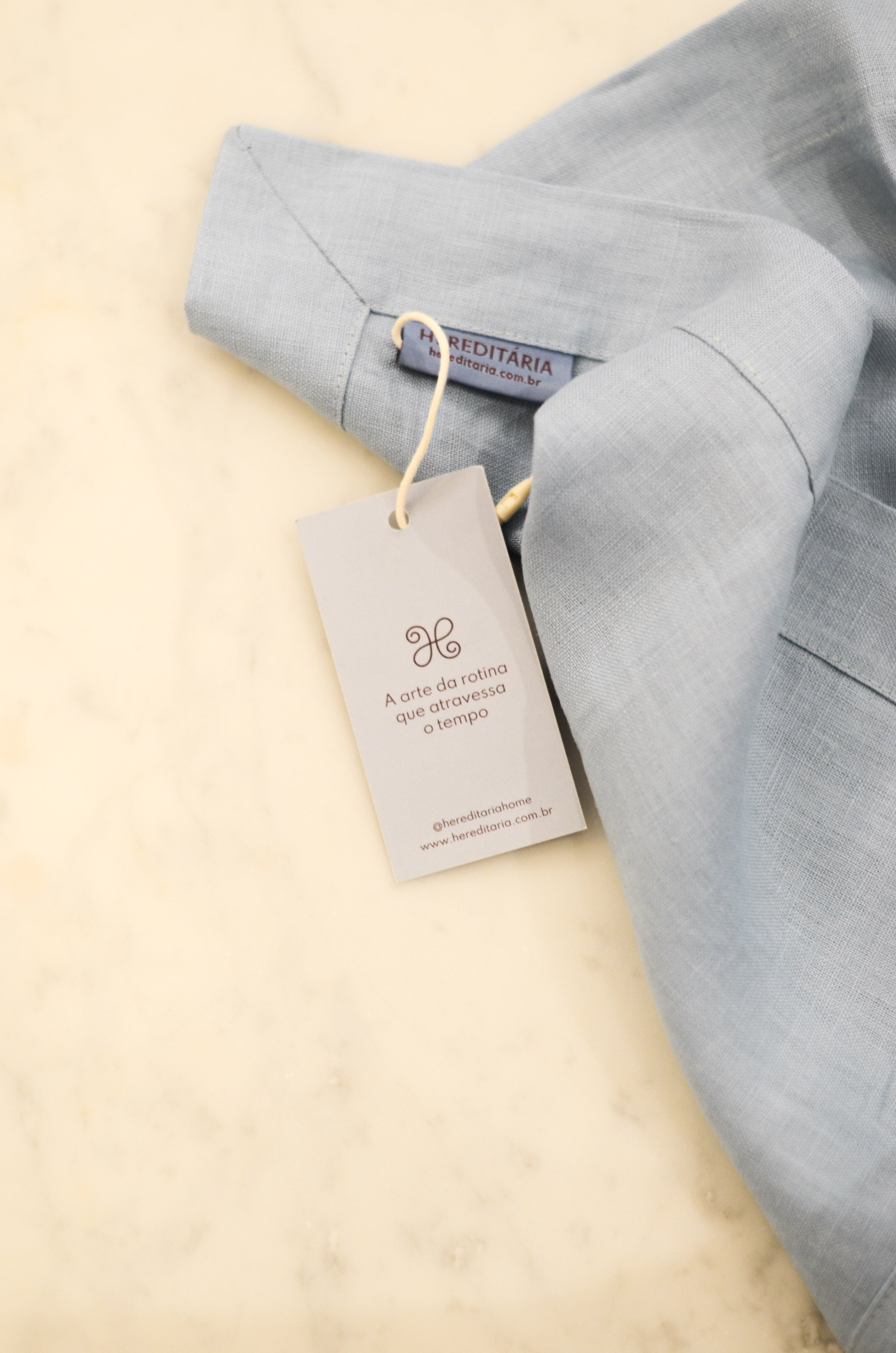 Jogo Americano Linho Canto Mitrado Azul Céu