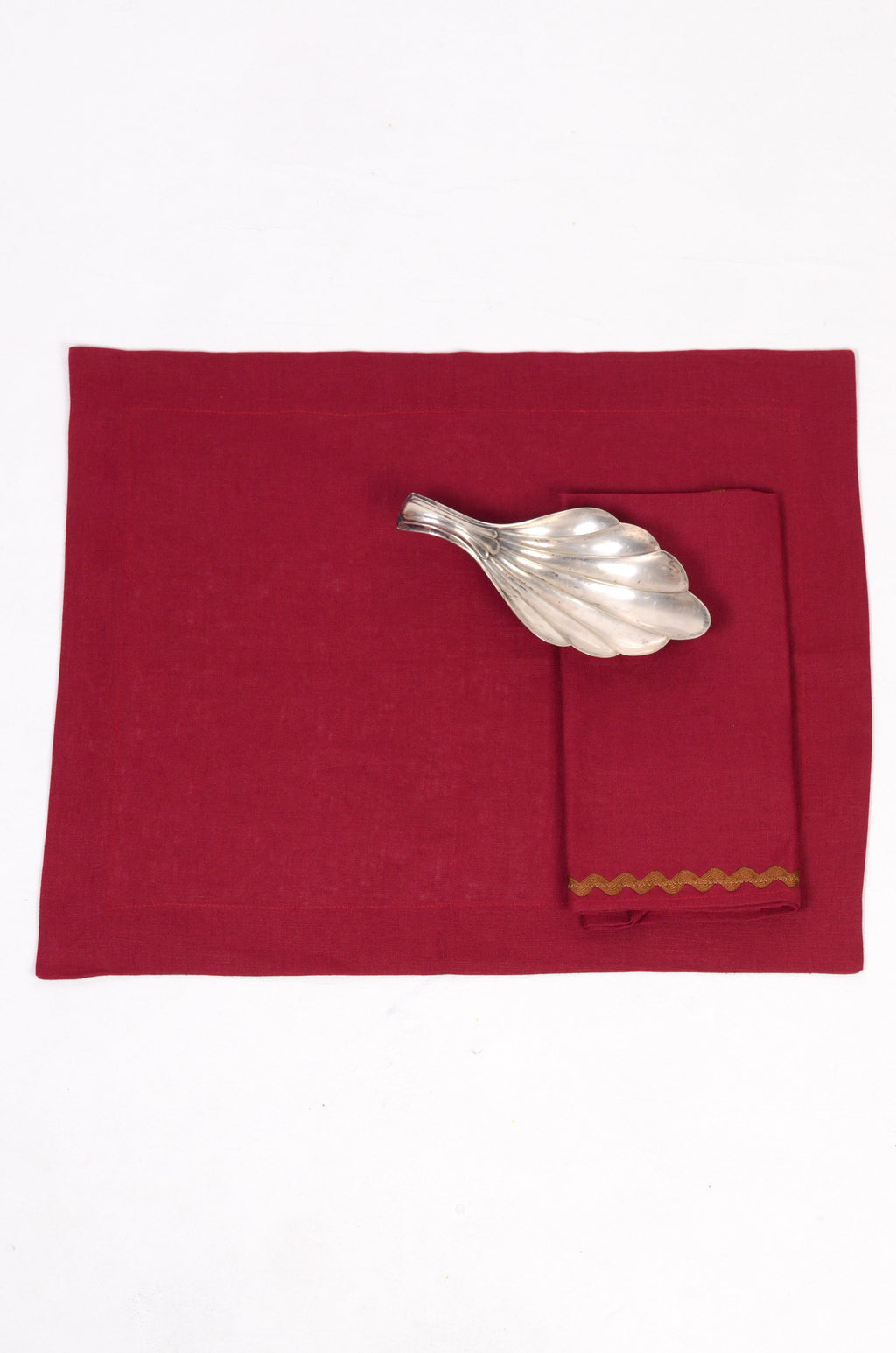 Jogo Americano Linho Canto Mitrado Vinho Tinto