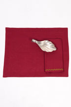 Jogo Americano Linho Canto Mitrado Vinho Tinto