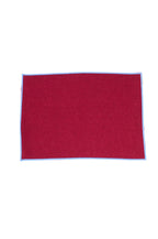 Jogo Americano Linho Vinho Tinto Bainha Bordada Azul Céu