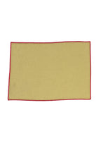 Jogo Americano Linho Verde Oliva Bainha Bordada Vinho Tinto