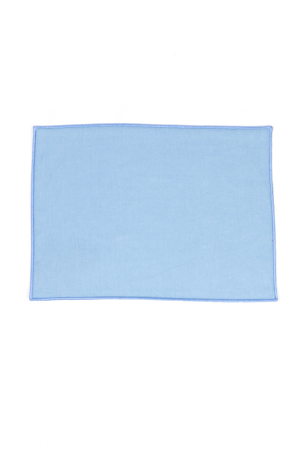 Jogo Americano Linho Azul Céu Bainha Bordada