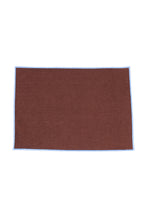 Jogo Americano Linho Marrom Café Bainha Bordada Azul Céu