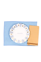 Jogo Americano Linho Azul Céu Bainha Bordada